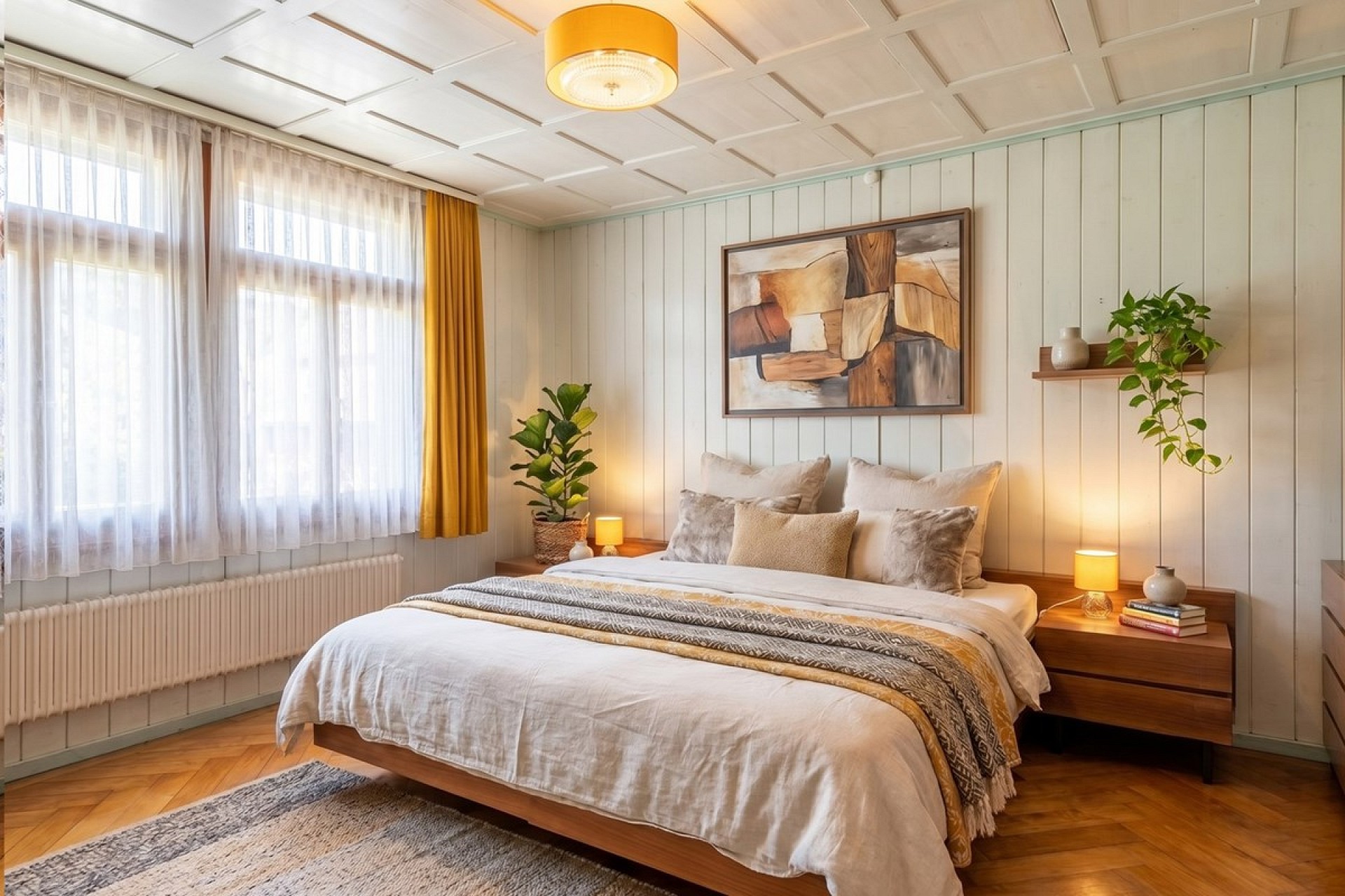 Helles Schlafzimmer mit gemütlicher Einrichtung