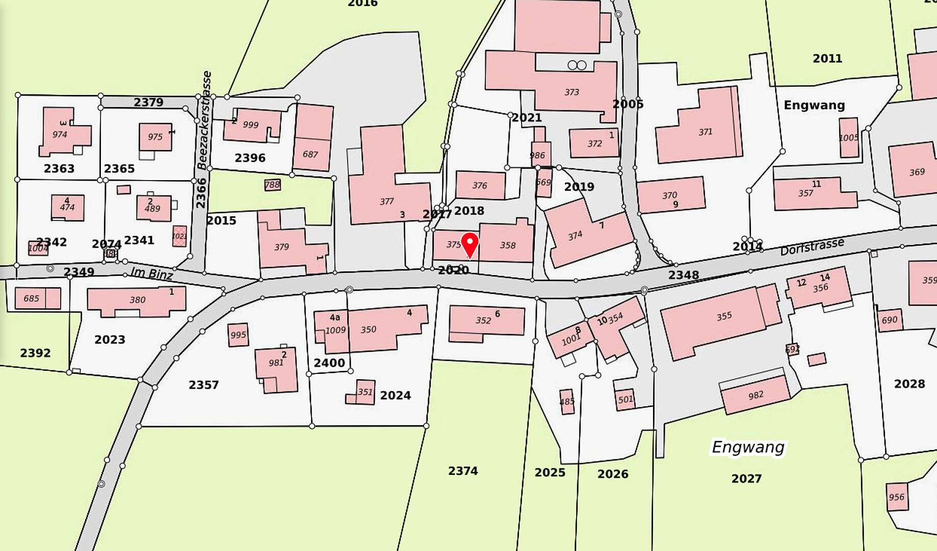 Lageplan mit markiertem Grundstück