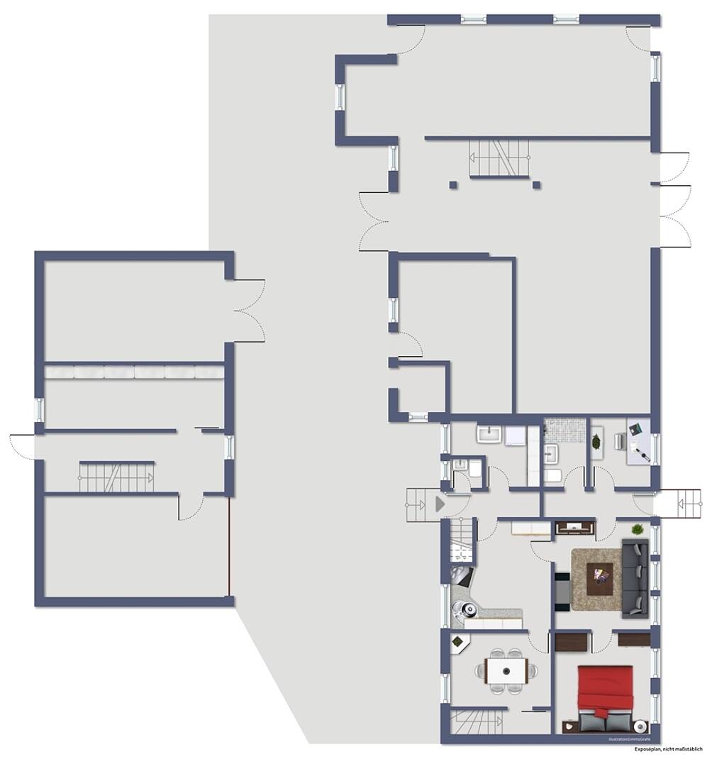 Grundriss eines mehrgeschossigen Hauses