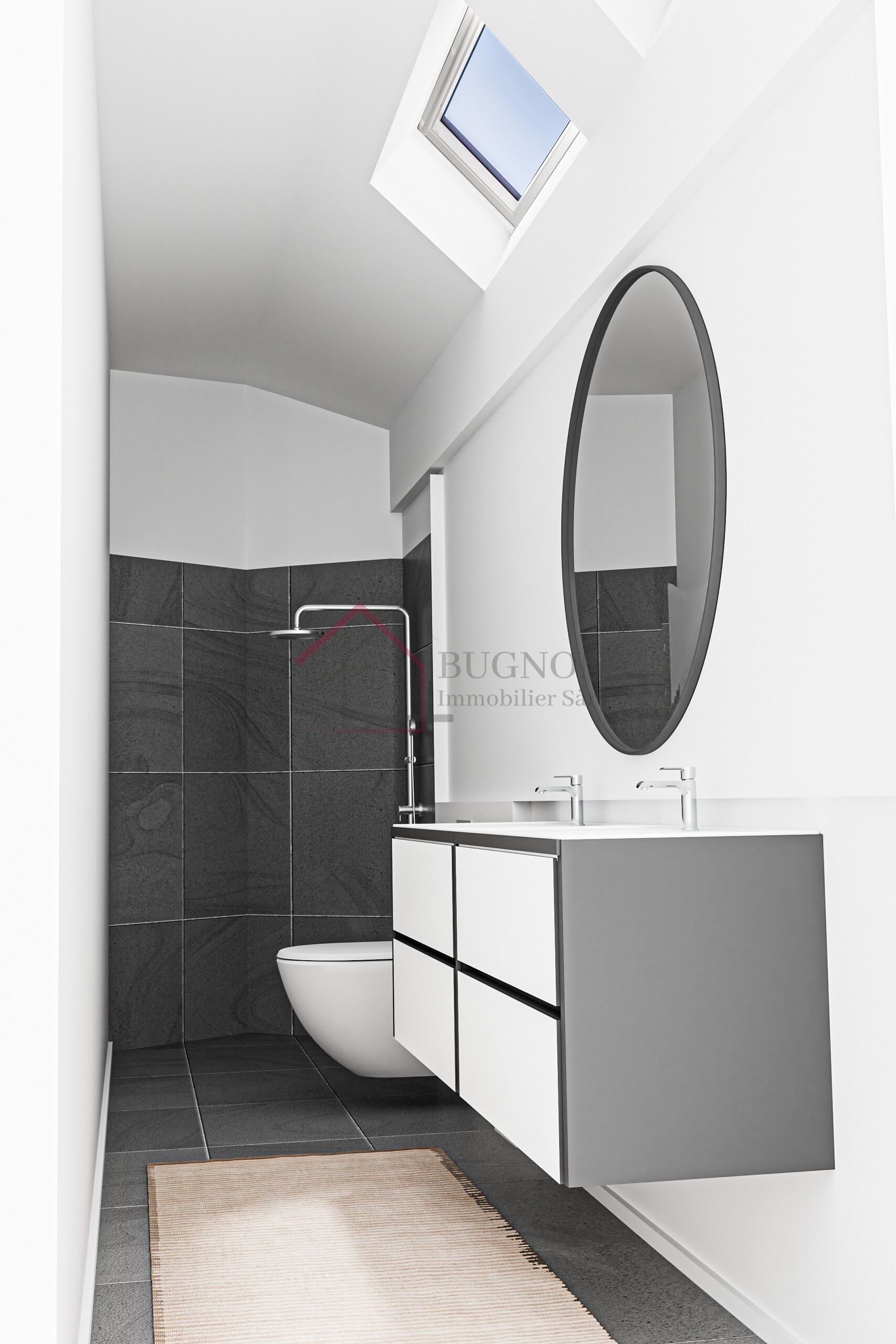 Modernes Badezimmer mit Dachfenster