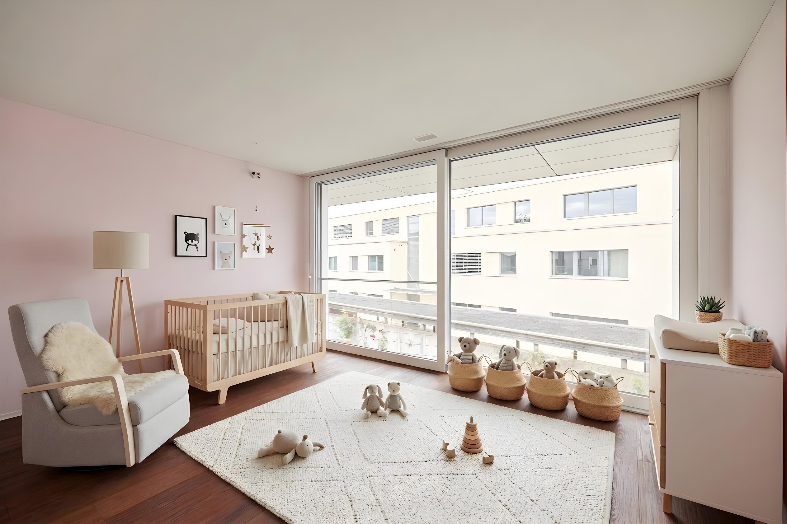 Helles Kinderzimmer mit Balkonblick
