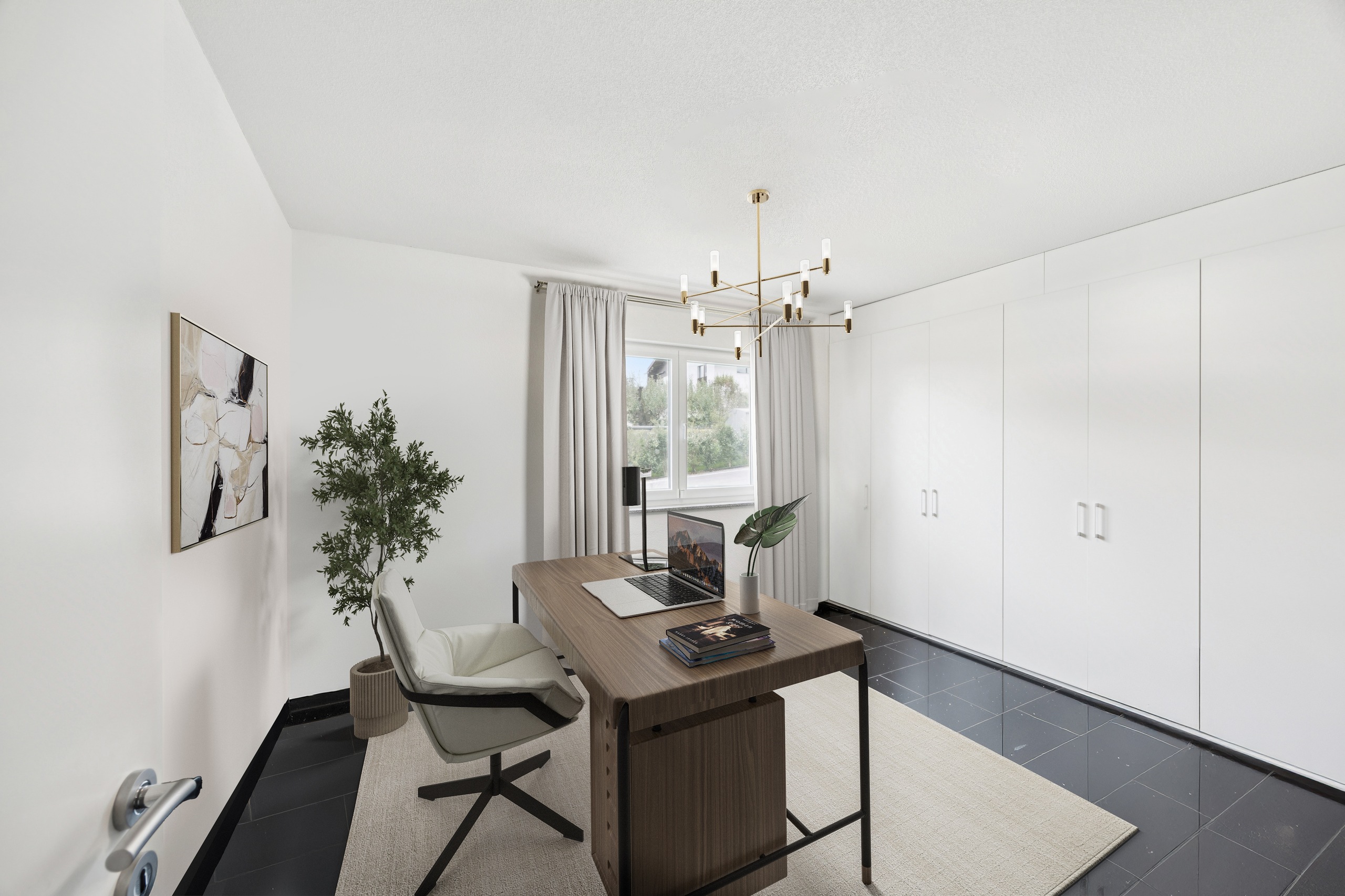 Modernes Arbeitszimmer in heller Gestaltung