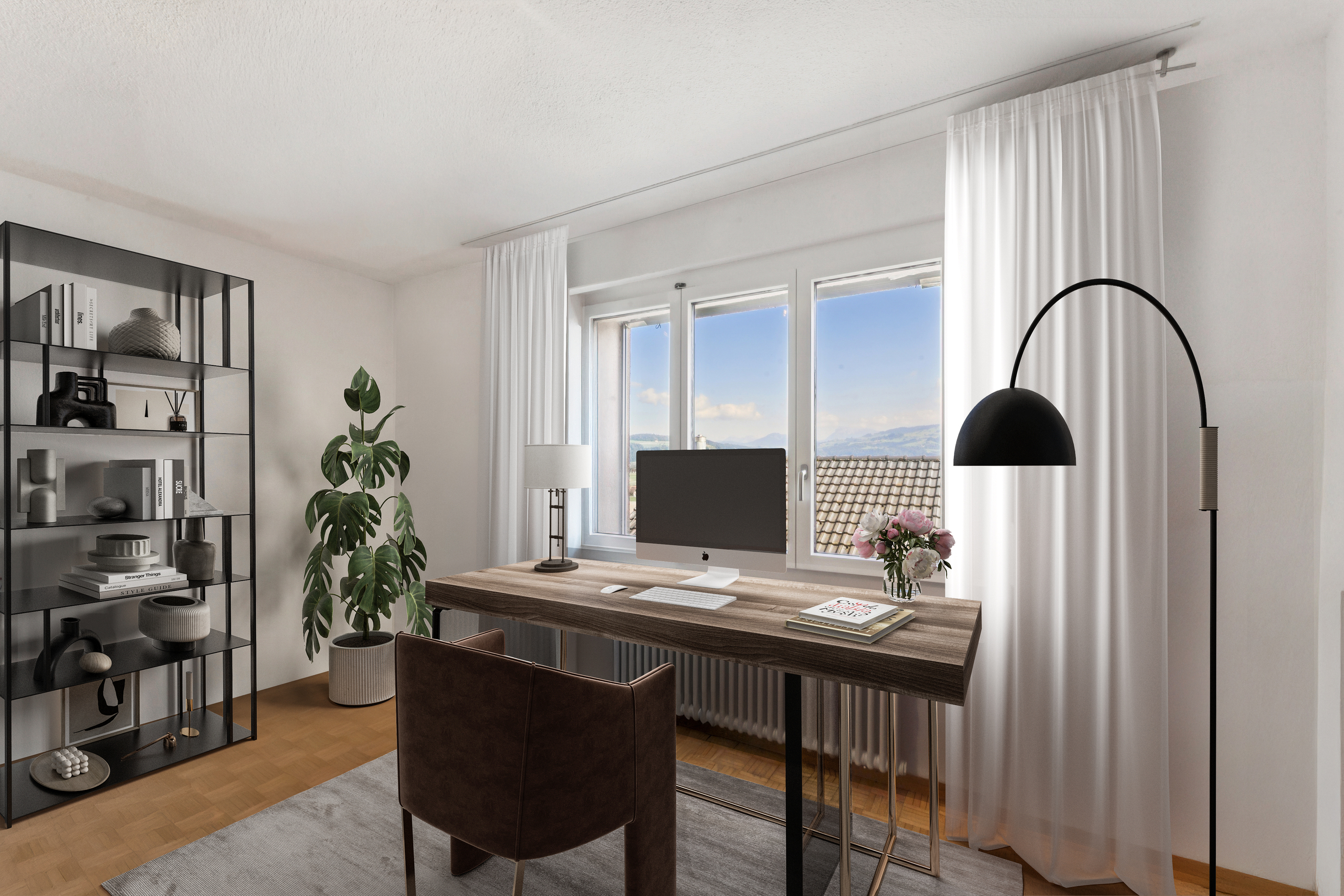 Modernes Homeoffice mit Aussicht