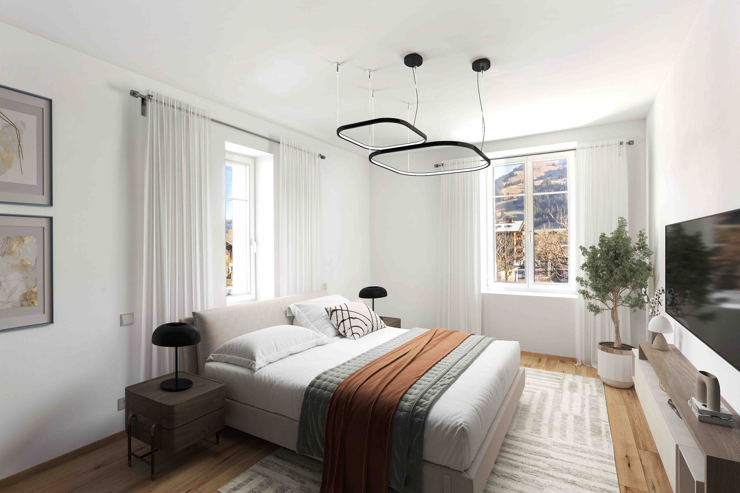 Helles, modernes Schlafzimmer
