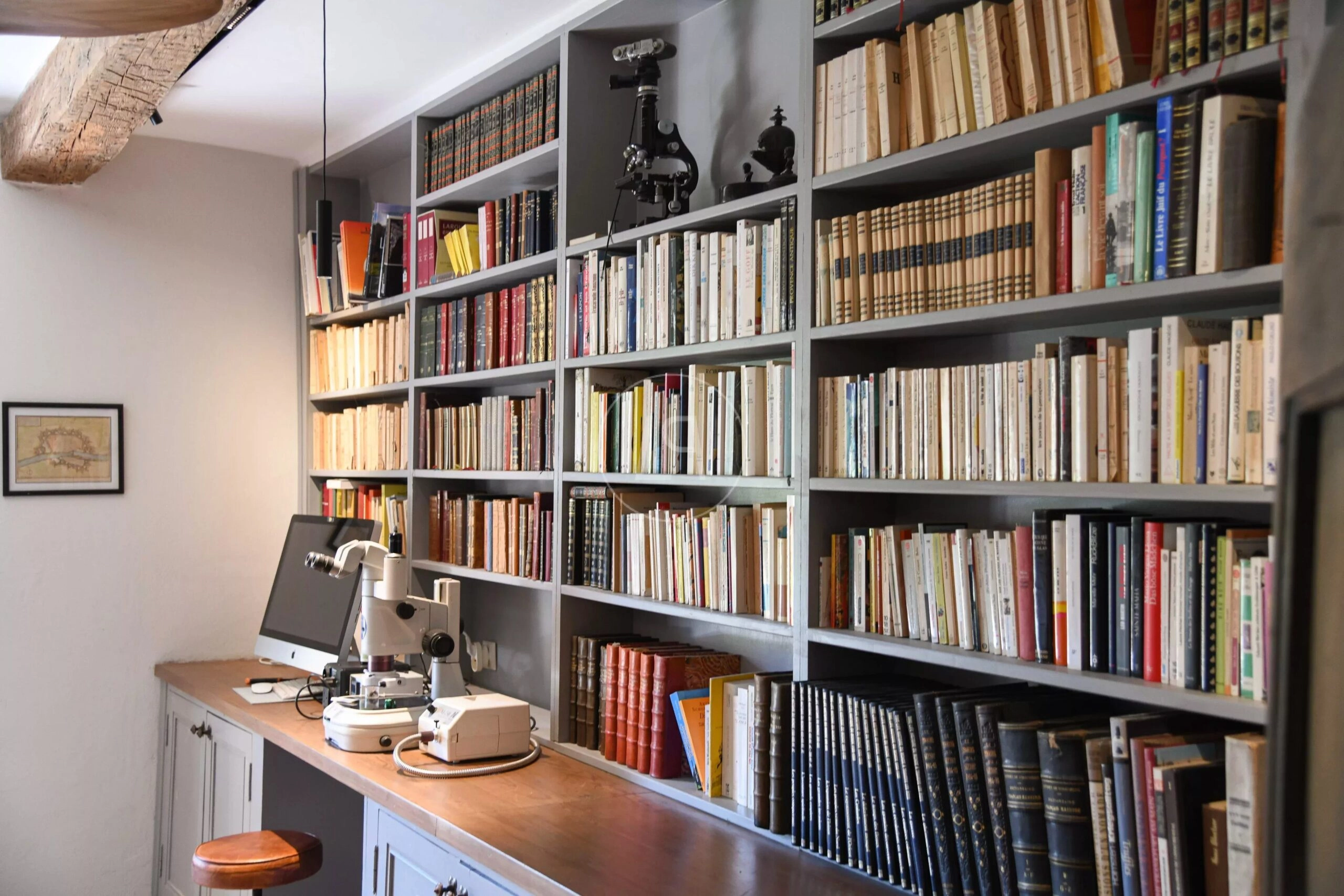 Arbeits- und Bibliotheksraum mit Bücherregalen