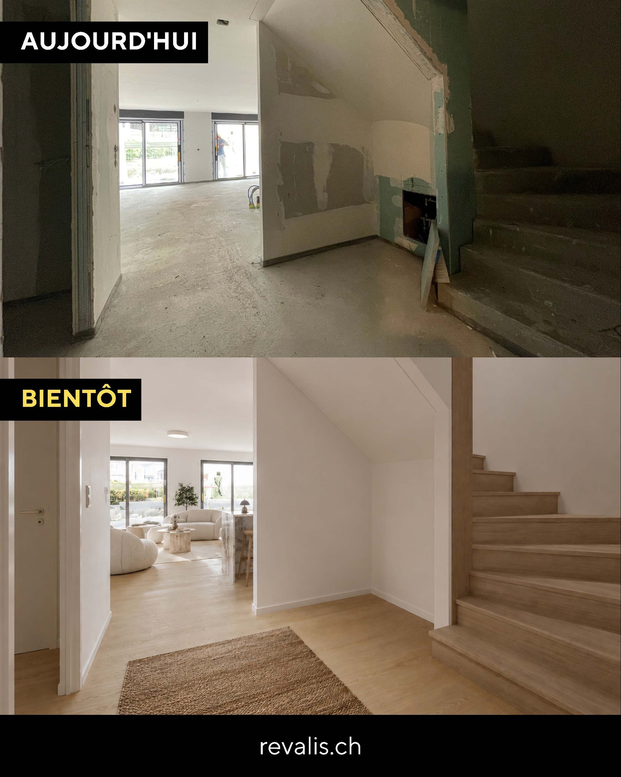 Eingangsbereich mit Treppe und offenem Wohnraum