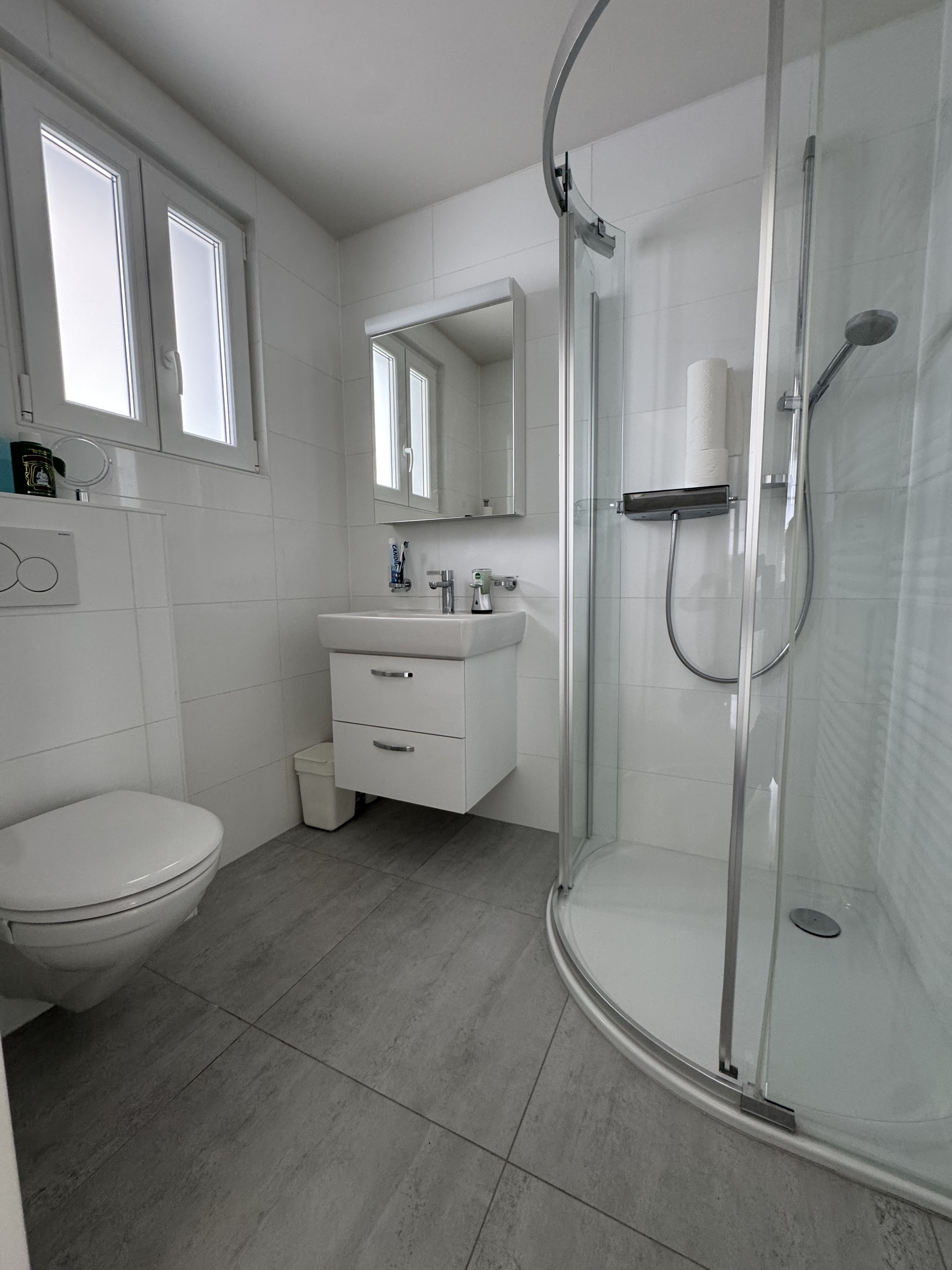 Modernes Badezimmer mit Dusche und WC