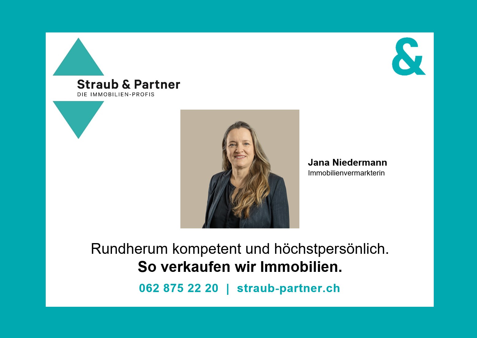 Werbe-/Kontaktkarte eines Immobilienmaklers