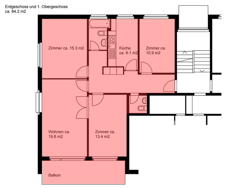 Grundriss mit Erdgeschoss und 1. Obergeschoss