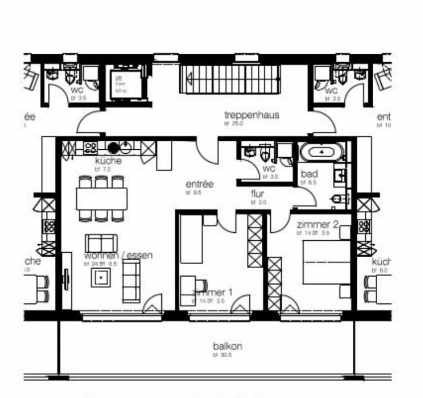 Wohnungsgrundriss mit Balkon