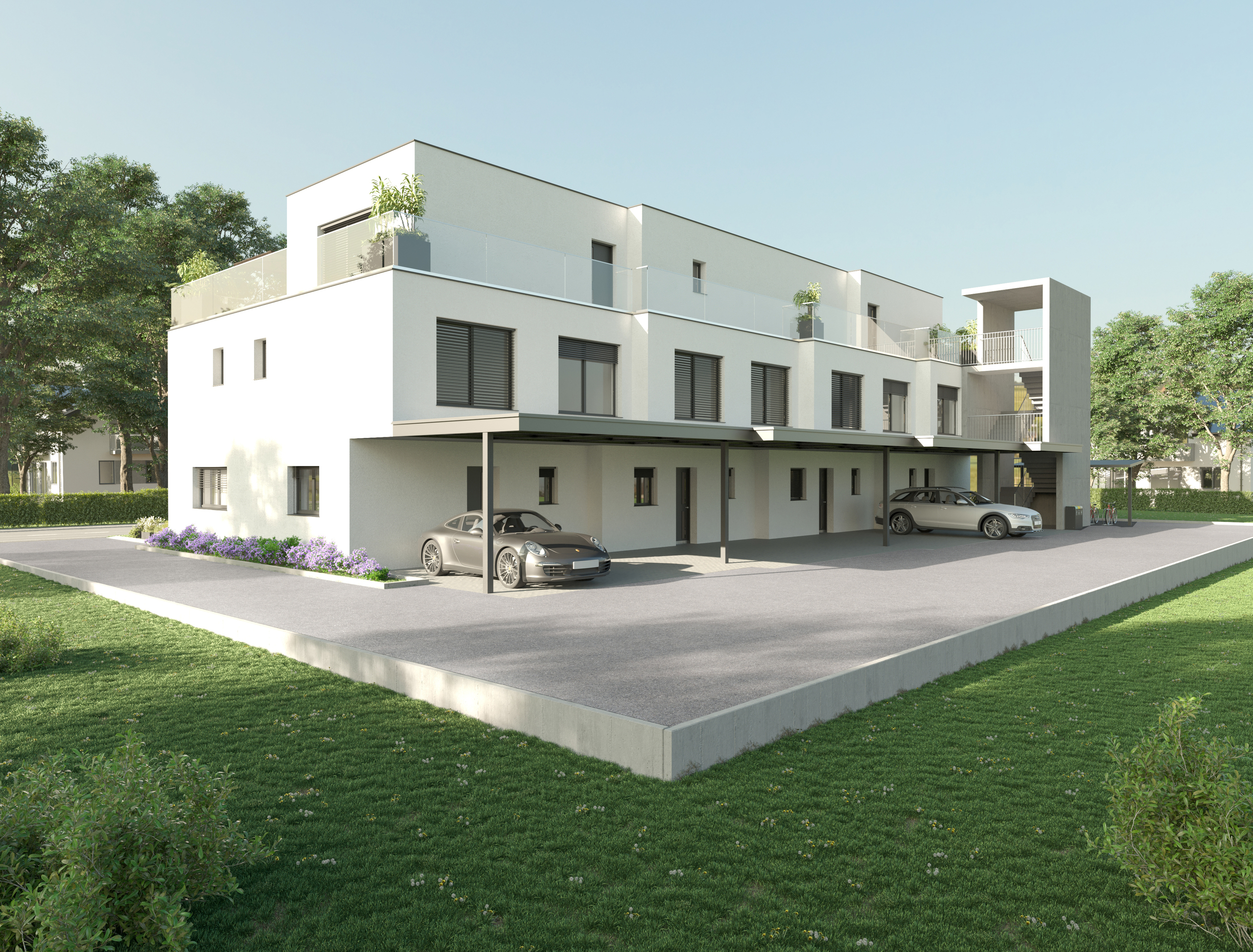 Modernes Mehrfamilienhaus mit Carport