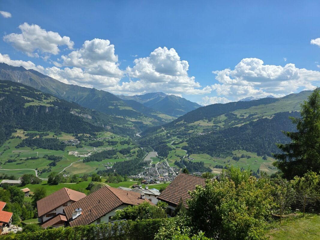 Alpenpanorama mit Tal und Berglandschaft