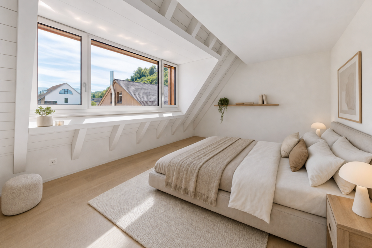 Helles Dachgeschoss-Schlafzimmer