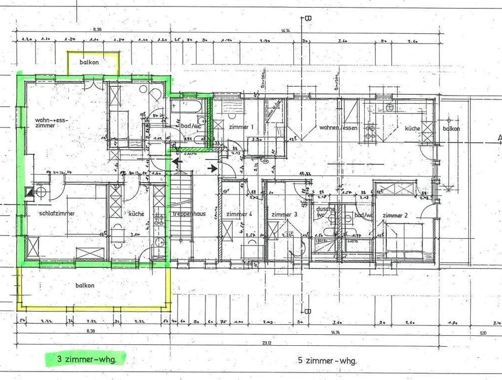 Grundriss einer Mehrzimmerwohnung