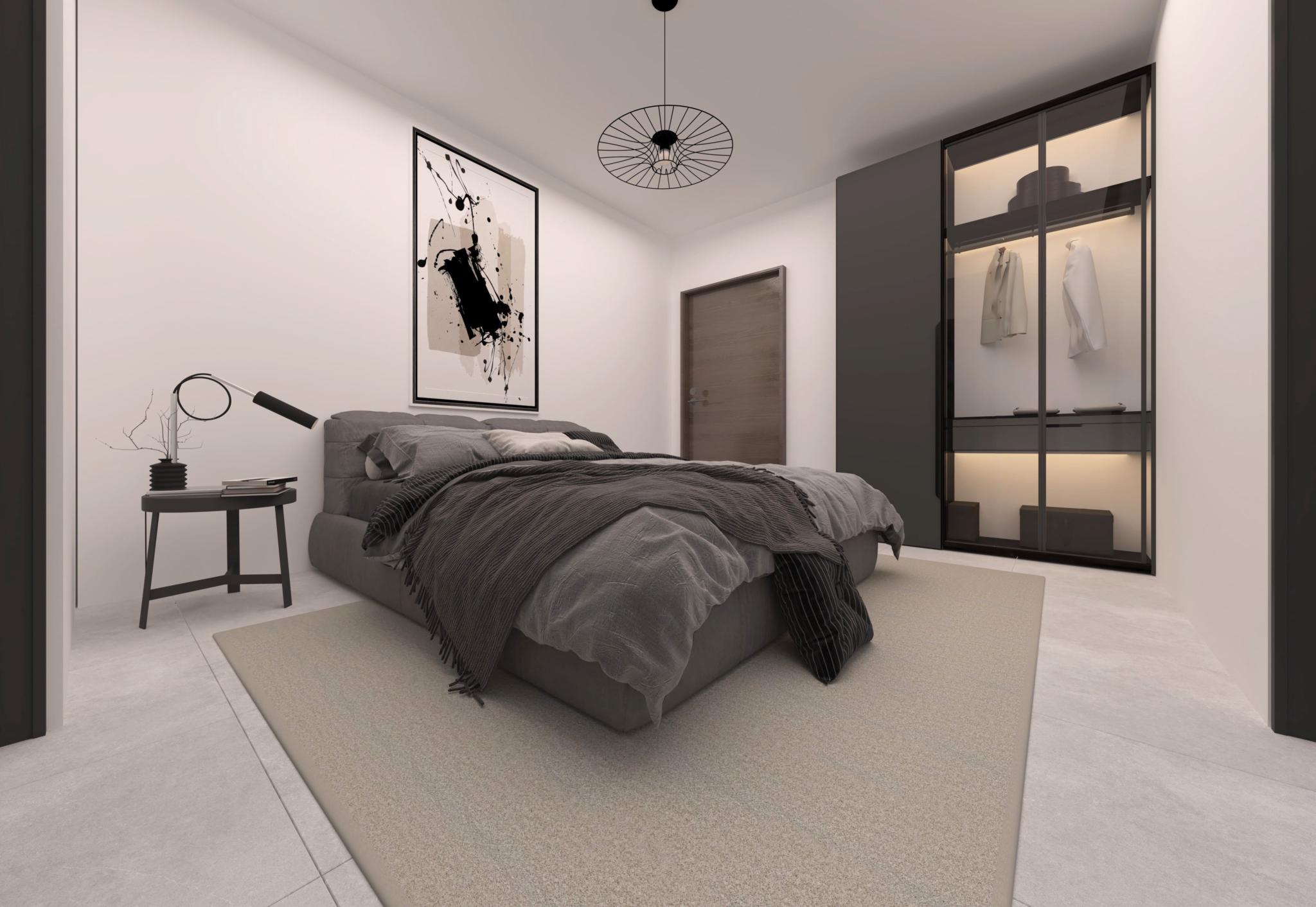 Modernes Schlafzimmer mit Ankleide