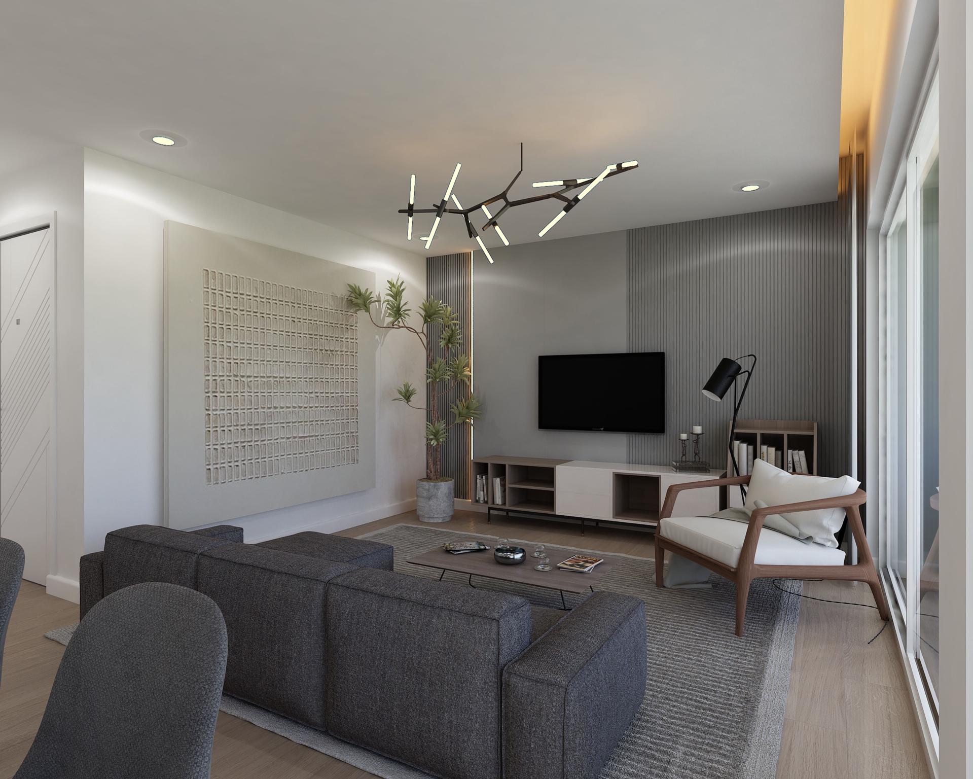 Modernes, minimalistisches Wohnzimmer