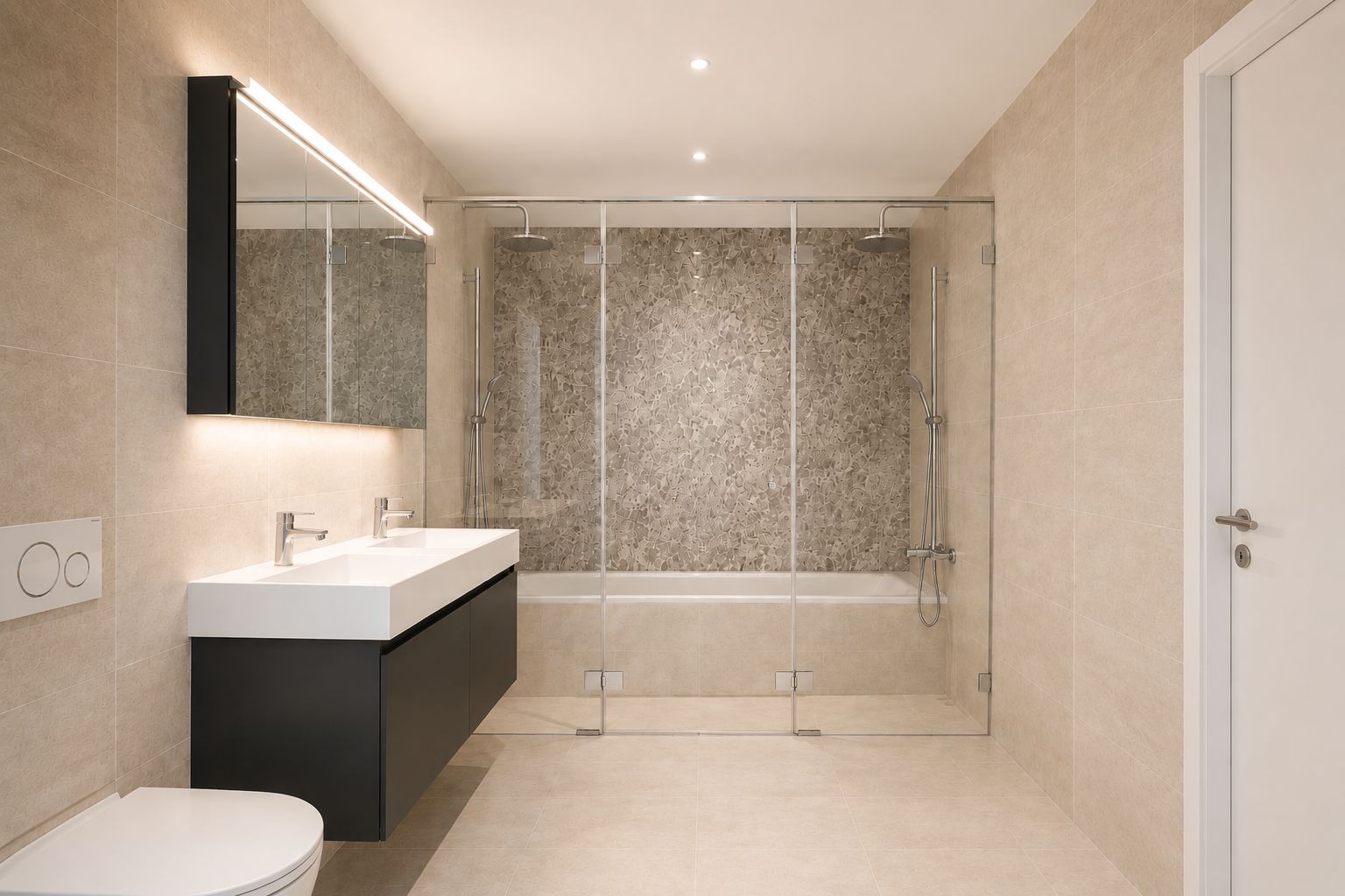 Modernes Badezimmer mit Walk-in-Dusche