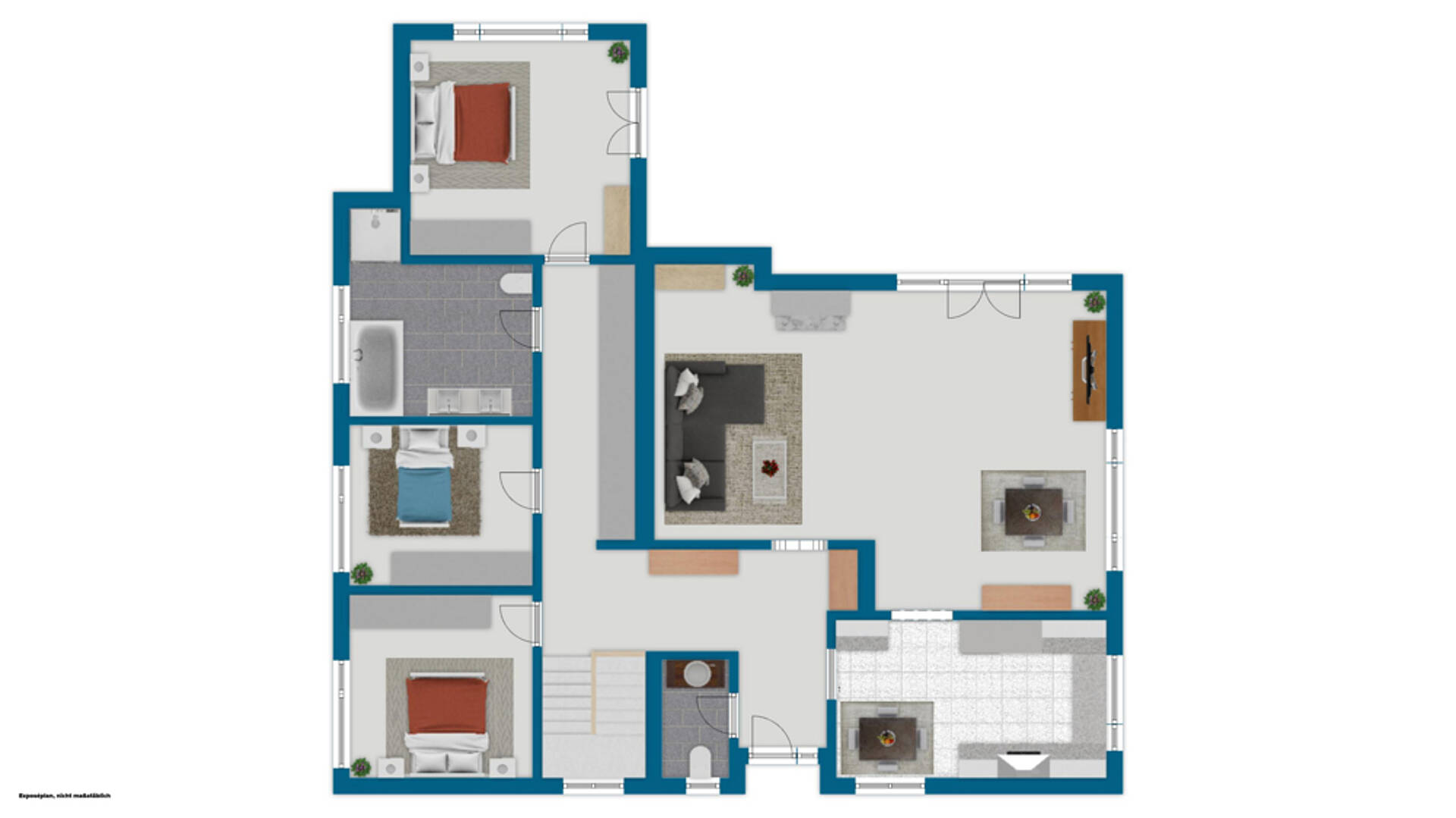 Grundriss einer Wohnung mit mehreren Zimmern