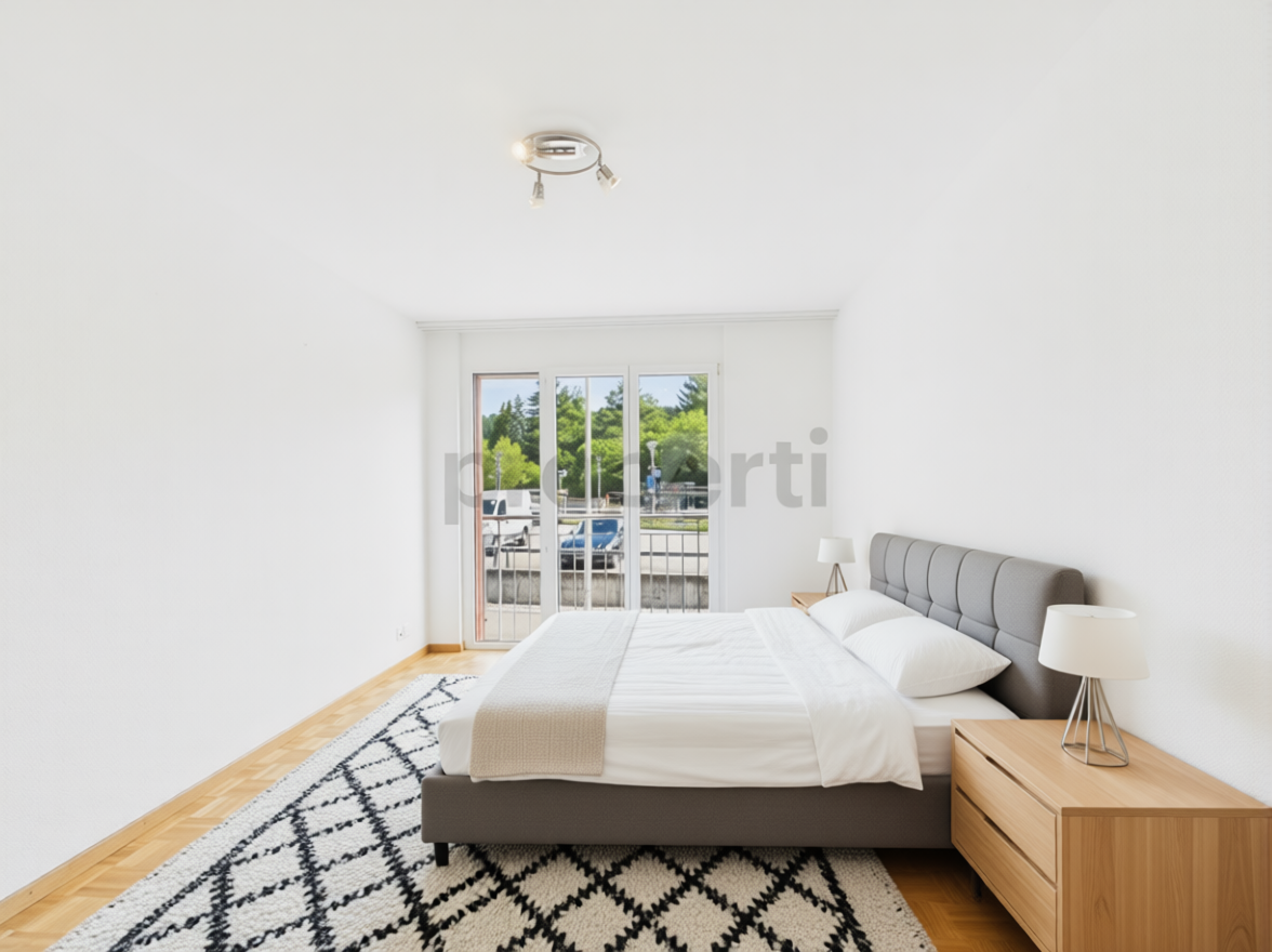 Helles Schlafzimmer mit Balkonzugang