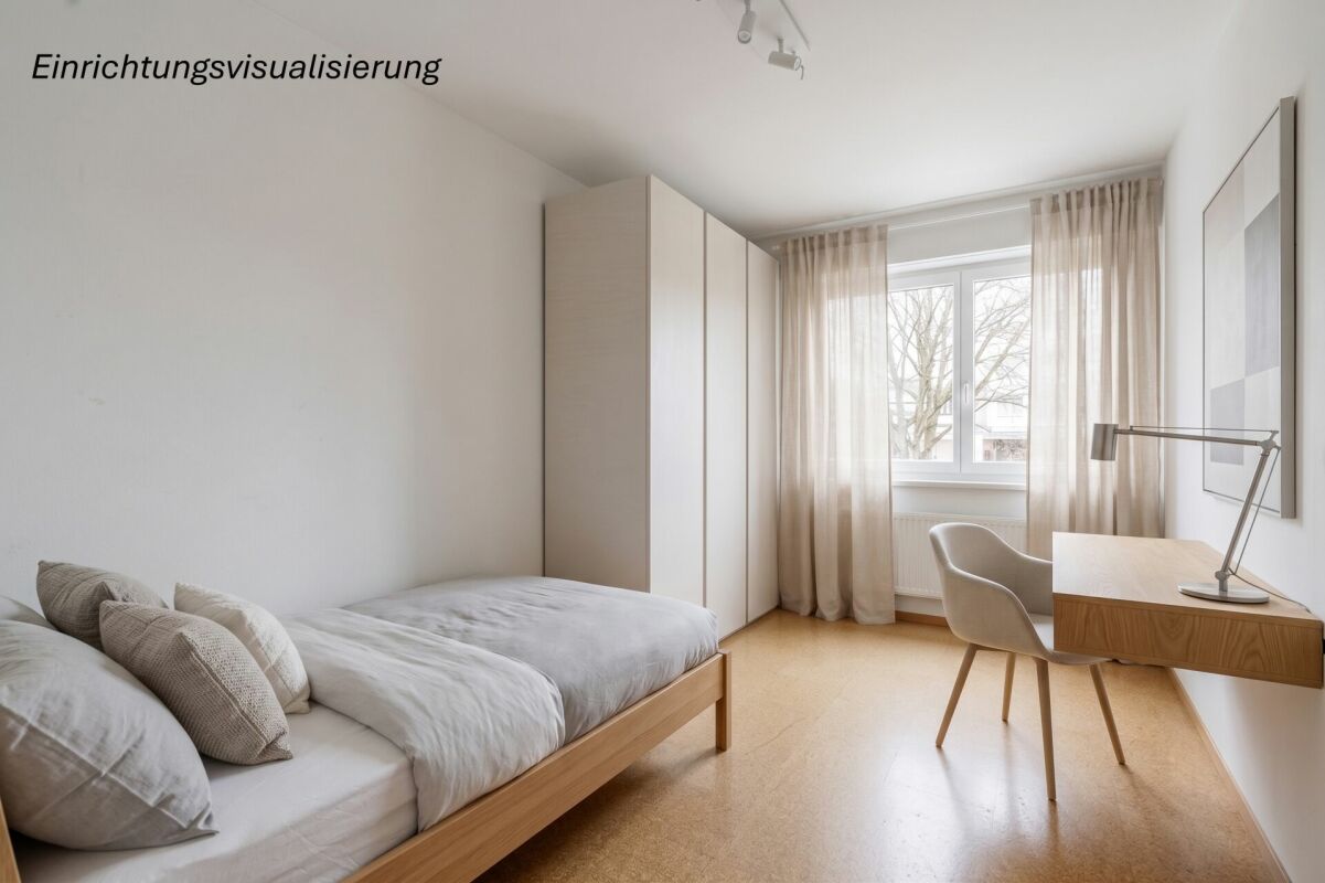 Helles Schlafzimmer mit minimalistischer Einrichtung