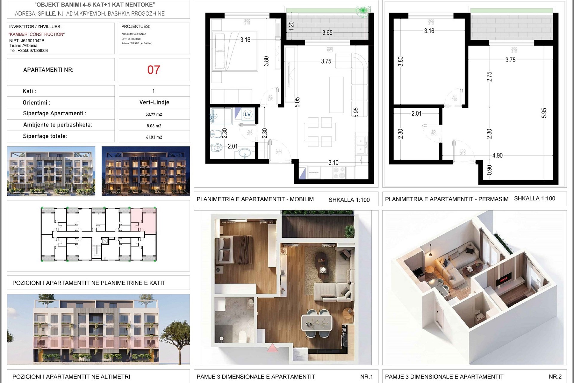 Grundriss- und Projektübersichtsseite einer Apartmentanlage