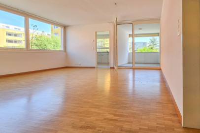 Heller leerer Wohnraum mit Balkonzugang