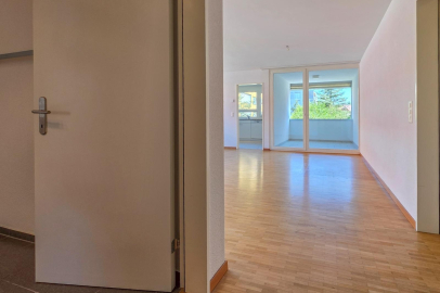 Heller leerer Wohnraum mit Zugang zum Balkon