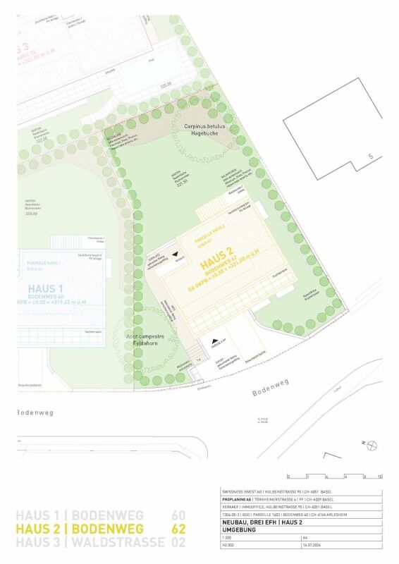 Lageplan eines Neubauprojekts