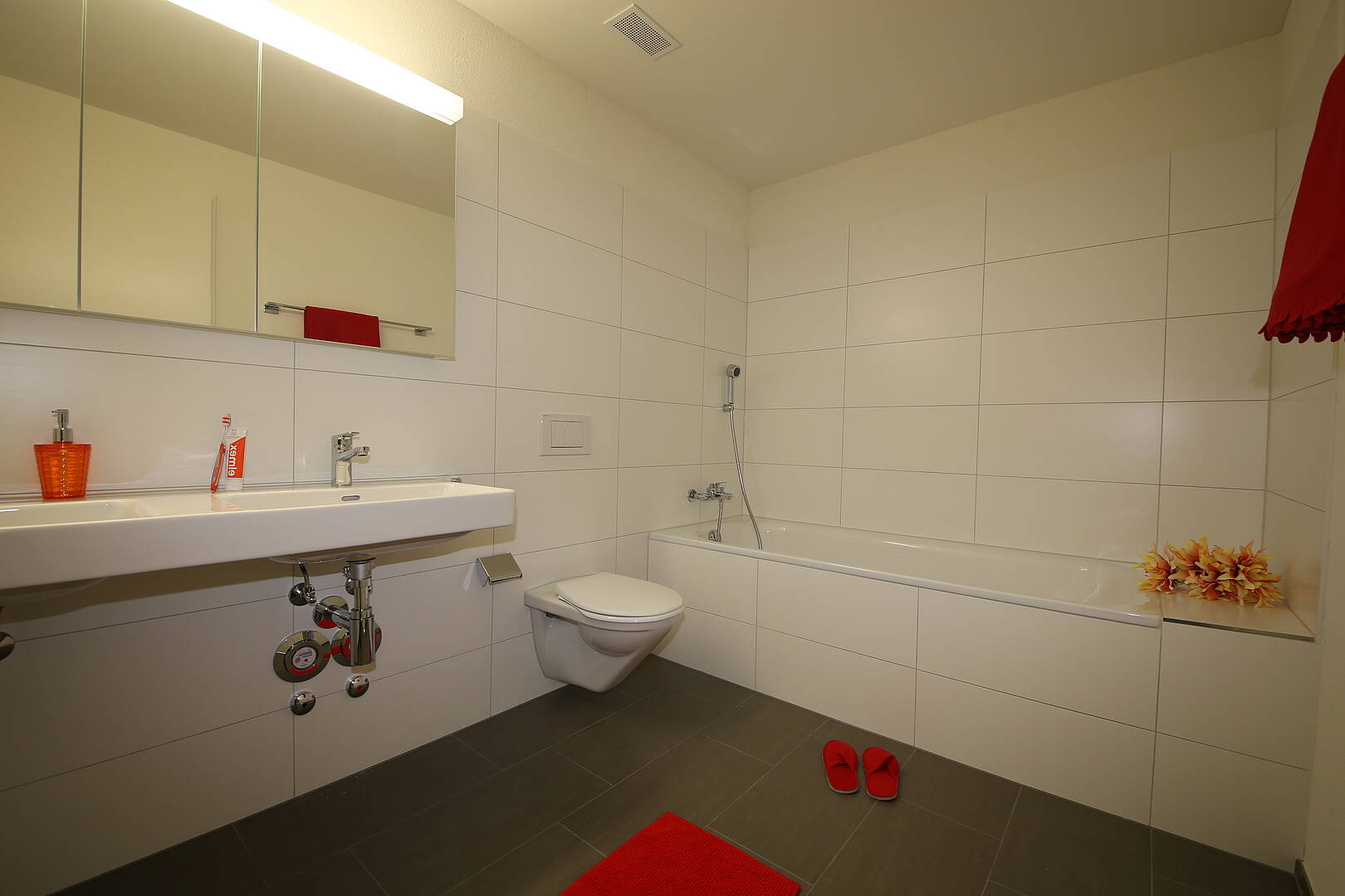Modernes Badezimmer mit Wanne und WC