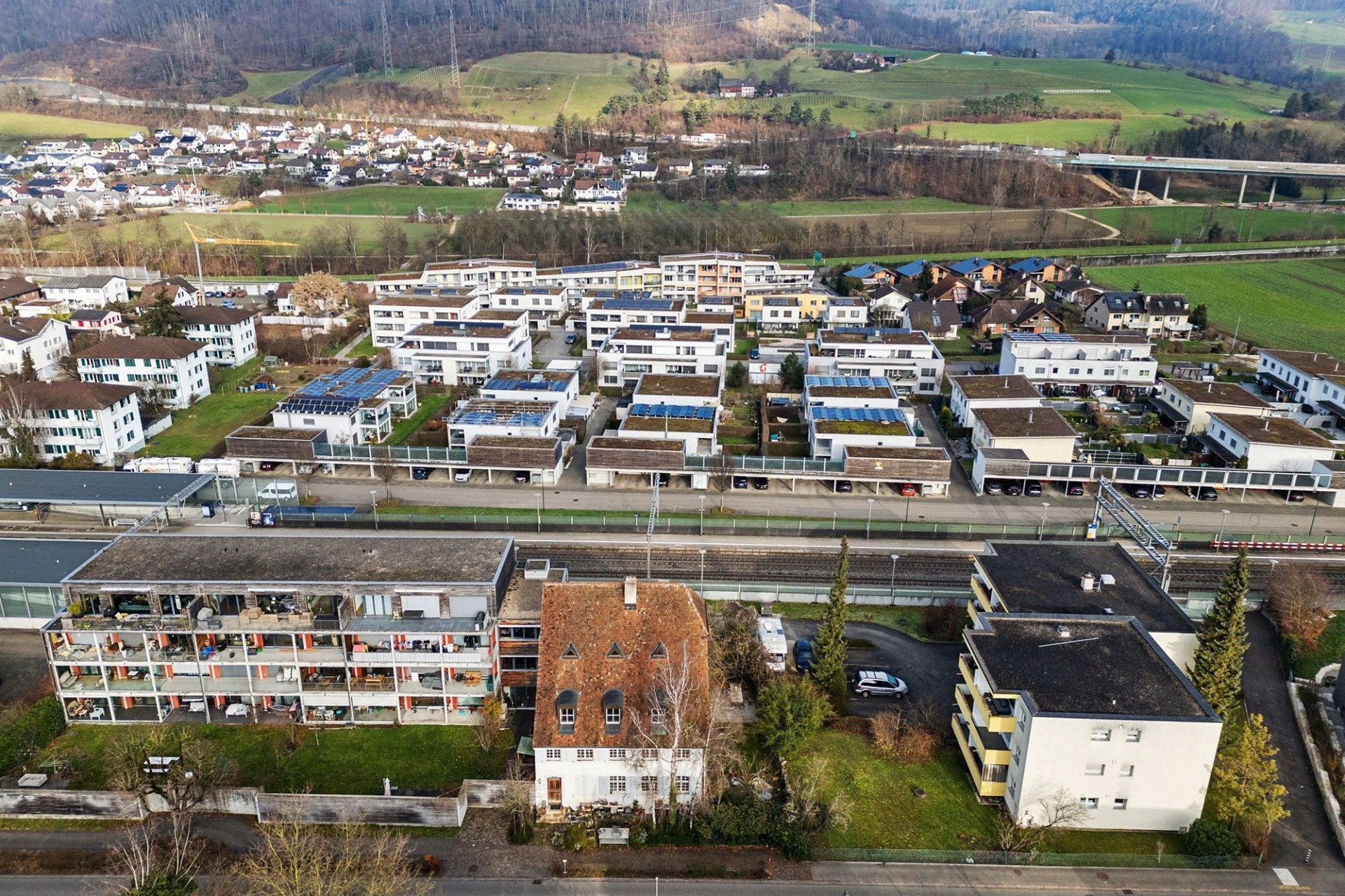 Luftaufnahme eines Wohnquartiers