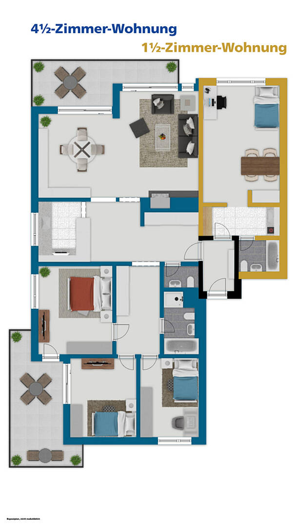 Grundriss einer 4½-Zimmer-Wohnung