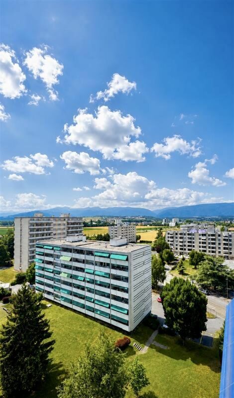 Stadtblick mit Hochhäusern und Grünflächen