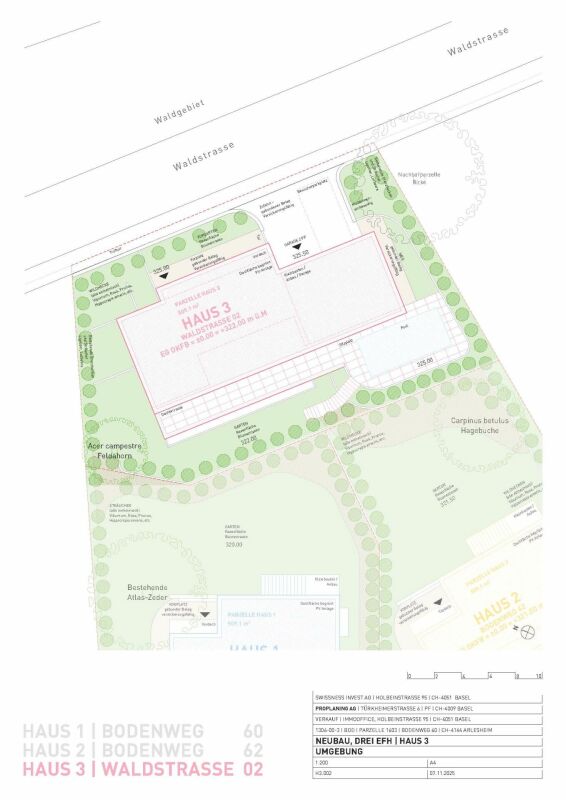 Lageplan eines Neubauprojekts