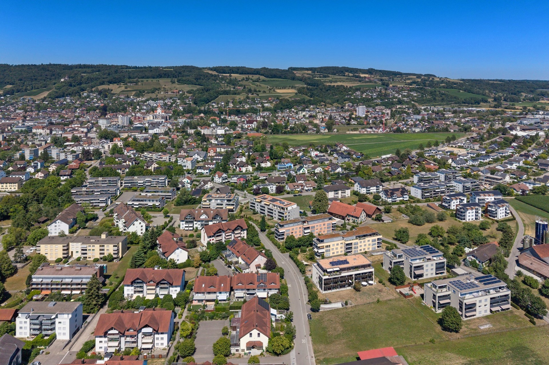 Luftaufnahme eines Wohngebiets