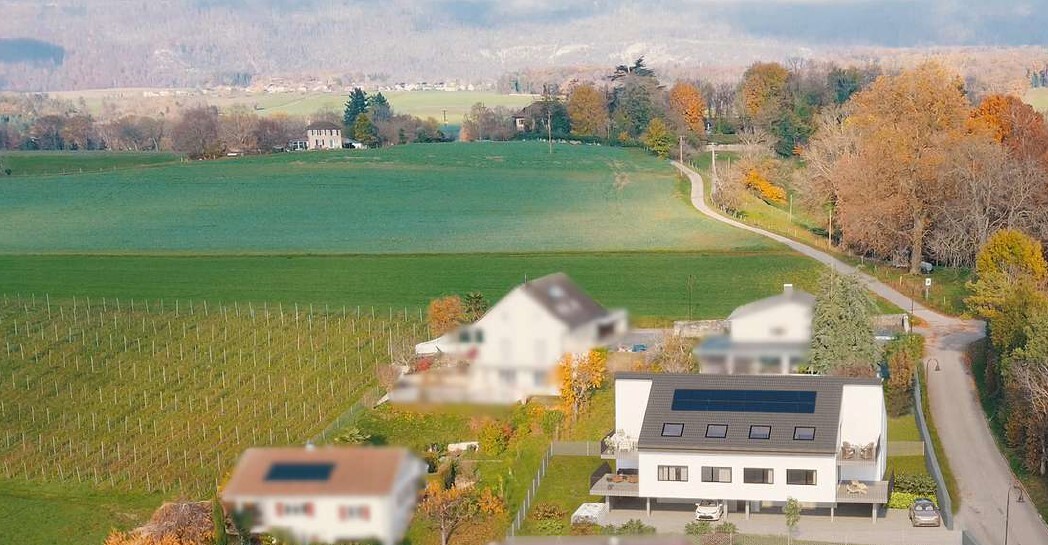 Luftaufnahme eines ländlichen Wohngebiets
