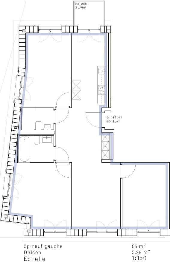 Wohnungsgrundriss mit Balkon